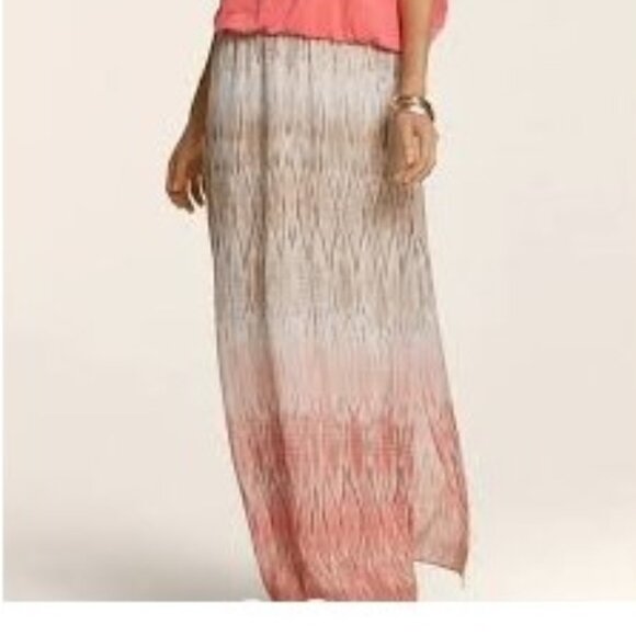 Chico's Women's Skirt Maxi Size 2 Large Peach, Beige Cream Long Elastic Band - Picture 12 of 12
